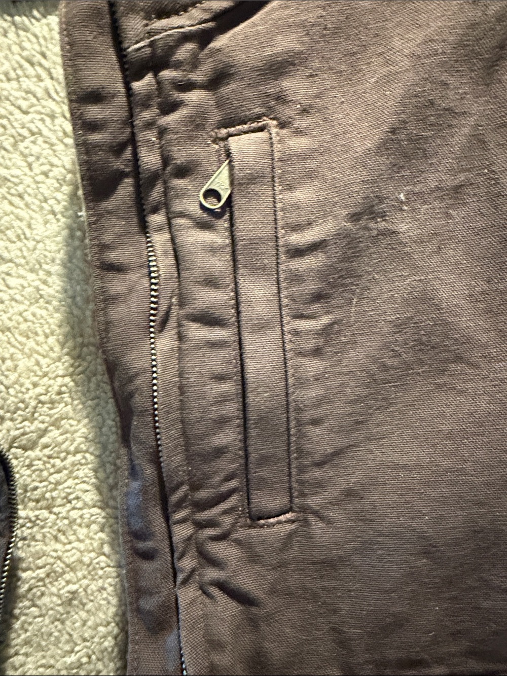 Carhartt Dark Brown Canvas Sherpa Vest women’s xl - Picture 4 of 7